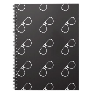 Caderno Espiral Padrão sem costura com óculos desenhados à mão, mo
