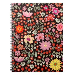 Caderno Espiral Padrão sem costura com tulipas de girassóis