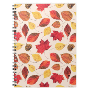 Caderno Espiral Padrão sem costura criado de folhas isoladas reai