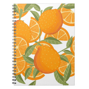 Caderno Espiral Padrão sem costura da fruta amarela dos citros de