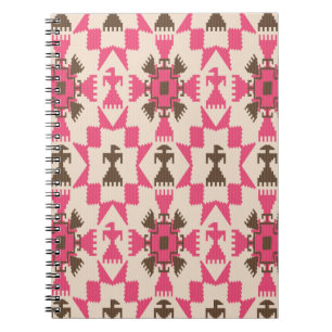 Caderno Espiral Padrão sem costura de abstrato aztec tribal