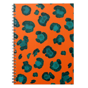 Caderno Espiral Padrão sem costura de aquarela com pele-leopardo. 