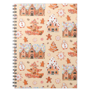 Caderno Espiral Padrão sem costura de aquarela desenhada à mão
