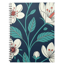 Caderno Espiral Padrão Sem Costura de Cereja Vintage - Elegante