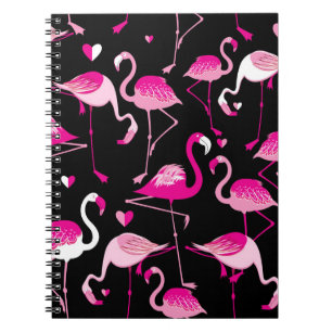 Caderno Espiral Padrão sem costura de flamingos cor-de-rosa em um