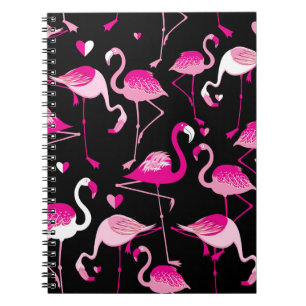 Caderno Espiral Padrão sem costura de flamingos cor-de-rosa em uma