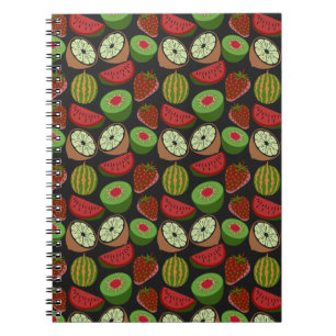 Caderno Espiral Padrão sem costura de fruta tropical colorido