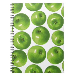 Caderno Espiral Padrão sem costura de maçã verde