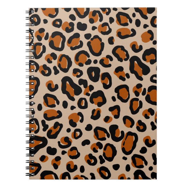 Caderno Espiral Padrão sem costura de peles de leopardo (Frente)