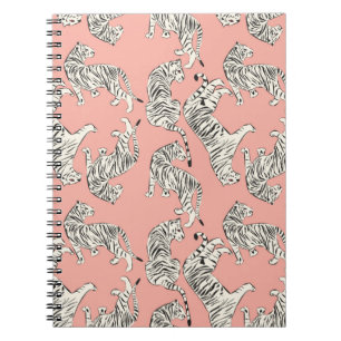 Caderno Espiral Padrão sem costura de tigre desenhado à mão, gr