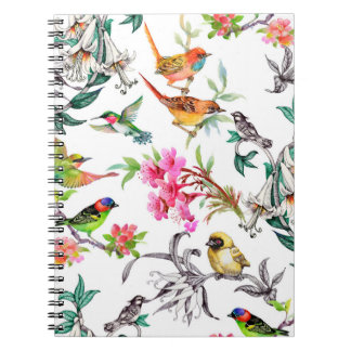 Caderno Espiral Padrão sem costura desenhado à mão de aquarelas co