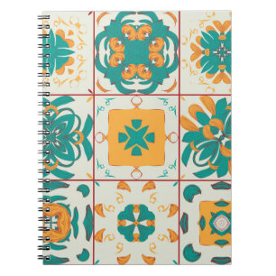 Caderno Espiral Padrão sem costura do 9 abstrato arábico de inclin