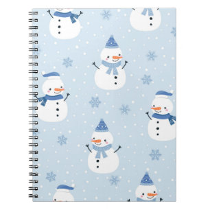 Caderno Espiral Padrão sem costura do boneco de neve,fundo de inv