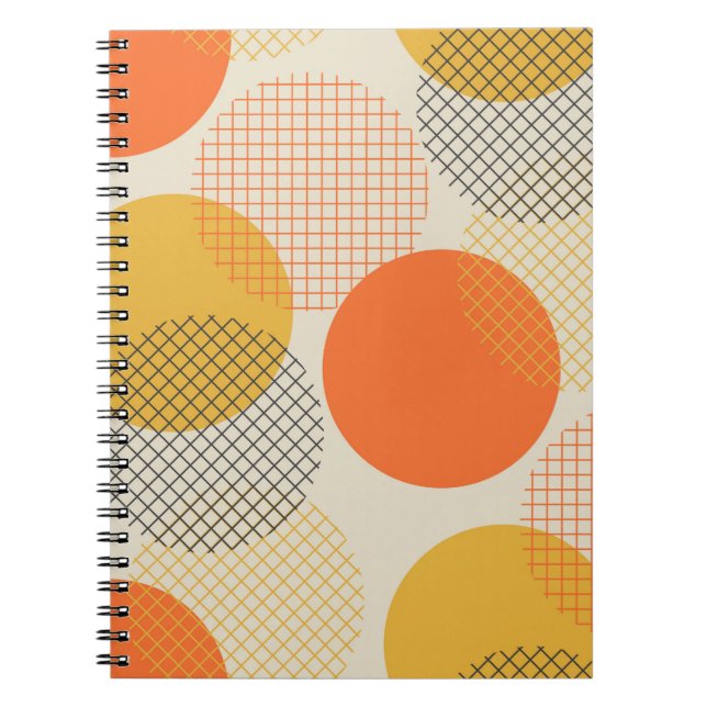 Caderno Espiral Padrão sem costura do círculo geométrico (Frente)