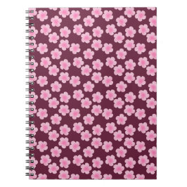 Caderno Espiral Padrão sem costura do Flor Frangipani Rosa