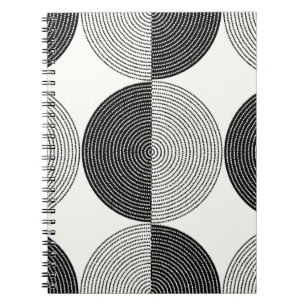 Caderno Espiral Padrão sem costura dos círculos pretos e brancos