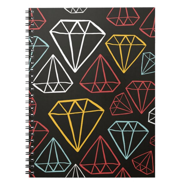 Caderno Espiral padrão sem costura, elementos de design de diamant (Frente)