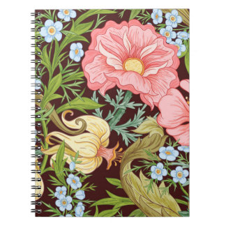 Caderno Espiral Padrão sem costura floral, fundo com arte no