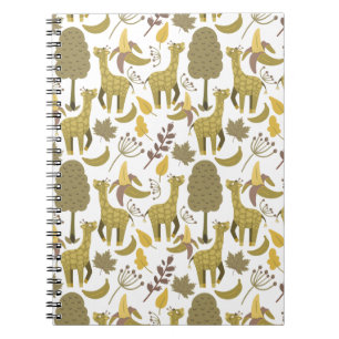 Caderno Espiral Padrão sem costura Fundo amarelo girafa
