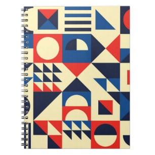 Caderno Espiral Padrão sem costura geométrico do século do méd