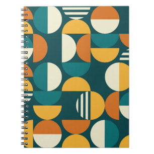 Caderno Espiral Padrão sem costura geométrico do século do médio -