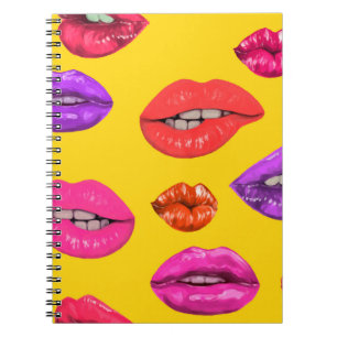 Caderno Espiral Padrão sem costura no estilo do anos 80, glamour c