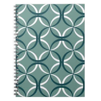 Caderno Espiral Padrão sem costura verde Linhas onduladas