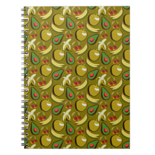 Caderno Espiral Padrão sem descontinuidades da fruta tropical amar