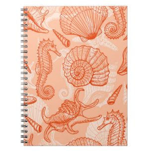 Caderno Espiral Padrão sem descontinuidades de animais marinhos