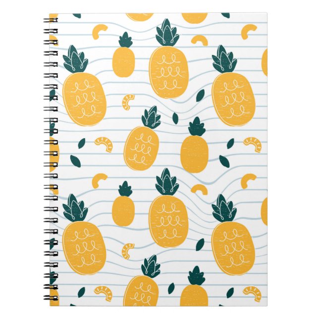 Caderno Espiral Padrão sem descontinuidades do ananás (Frente)