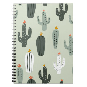 Caderno Espiral Padrão sem soldadura cactos cactos cúbitos, fund