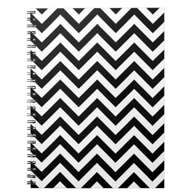 Caderno Espiral Padrão Simples de Chevron Preto Branco (Frente)