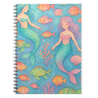 Caderno Espiral Padrão Sonhador de Fantasia Subaquática