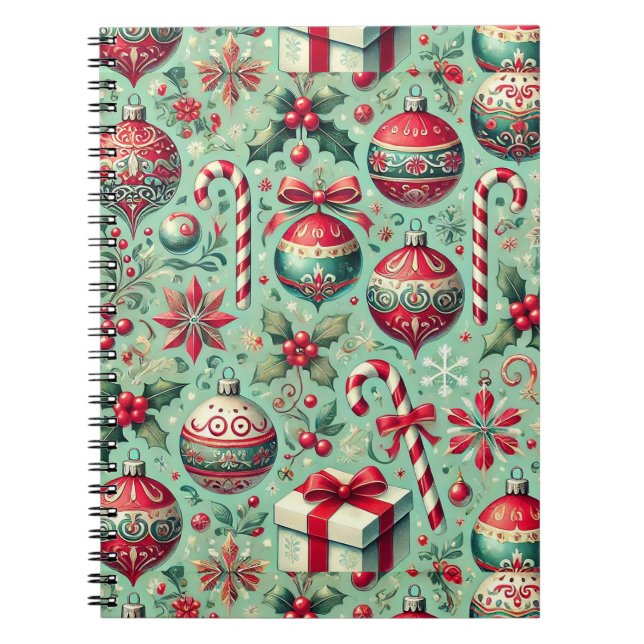 Caderno Espiral padrão temático de Natal (Frente)