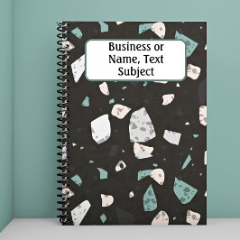 Caderno Espiral Padrão Terrazzo de Terrazzo de Chips de Tom Verde 