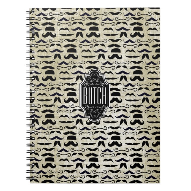 Caderno Espiral Padrão Texturizado do Chalkboard Mustache (Frente)