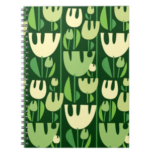 Caderno Espiral Padrão transparente de cores Tulips