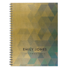 CADERNO ESPIRAL PADRÃO TRIANGULAR DE FAUX AZUL DOURADO DO AQUA GLA