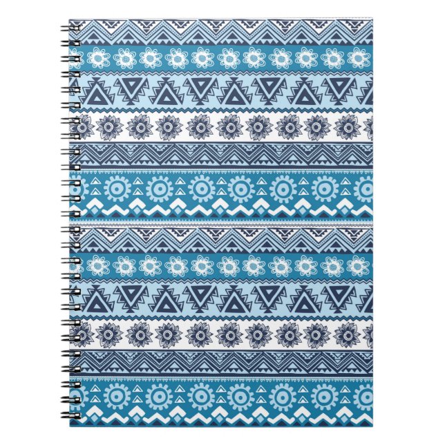 Caderno Espiral Padrão tribal contínuo (Frente)