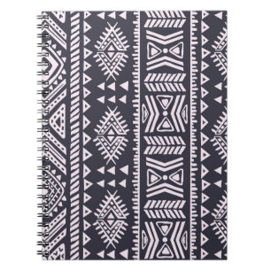 Caderno Espiral Padrão tribal de ilustração contínua