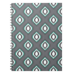 Caderno Espiral Padrão tribal de retro-ikat geométrico