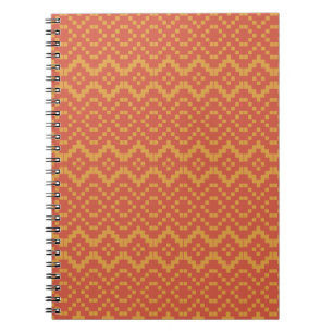 Caderno Espiral Padrão Tribal Laranja Egípcio Vermelho e Amarelo
