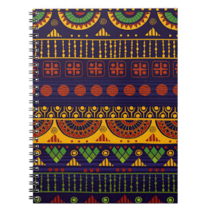 Caderno Espiral Padrão tribal, versátil para vários usos.