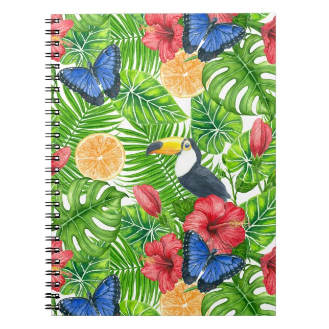 Caderno Espiral Padrão tropical (Frente)