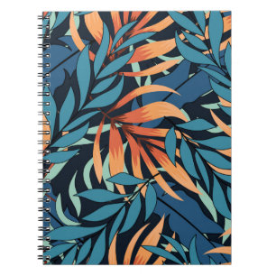 Caderno Espiral Padrão tropical sem costura abstrato com prato pa