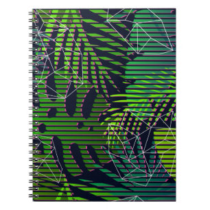 Caderno Espiral Padrão tropical sem costura com plantas tropicais.