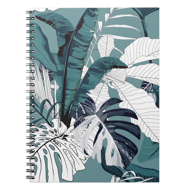 Caderno Espiral Padrão tropical uniforme, modesto, com tropica (Frente)