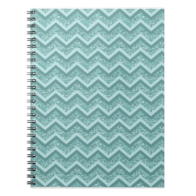 Caderno Espiral Padrão Turquesa Glitter ZigZag (Frente)