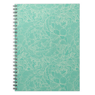 Caderno Espiral Padrão Turquesa Peony