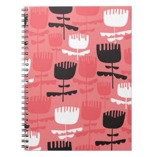 Caderno Espiral padrão uniforme das flores de abstrato tulipa
